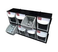 SHUTER Tilt out bin, Storage Container w/8 Drawers, Cabinet for Hardware Parts Craft, Small Parts Storage Organiser, Wall-mounted, Black FO-308-BK