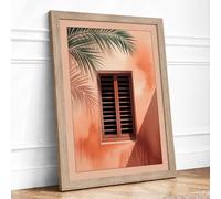 Shuttered Paradise Coastal Framed Wall Art Print A1 (84.1×59.4cm) Oak, Wall Decor for Living Room, Bedroom, Office & Home, Ready to Hang, Art Gift