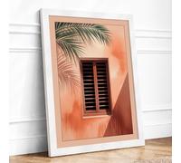 Shuttered Paradise Coastal Framed Wall Art Print A1 (84.1×59.4cm) White, Wall Decor for Living Room, Bedroom, Office & Home, Ready to Hang, Art Gift