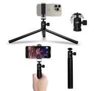 ShutterGrip Mini Tripod Premium Aluminum Alloy Ball Head Mount Standard 1/4" Screw Desktop Tabletop Stand Tripod Fits All Cameras Black