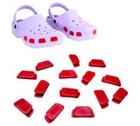 SHUTTERZ 14 Pack Colored Shoe Charms, Compatible with Classic Crocs, Crush Crocs and All Terrain Crocs, Functional Charms for Girls, Boys, Kids, Teens, Men, Women, Red
