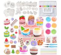 Shuttle Art 105 Pcs Magic Foam Texture Painting Kit Dessert Series Magic Puffy Paint Kit: 24 Dessert Puffy Art Foam Pieces, Slime, Clay, Display Case, 12 Acrylic Paint Markers, Sponge Painting Set