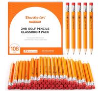 Shuttle Art 108 Pack Golf Pencils With Rubbers, HB Graphite Pencils Bulk