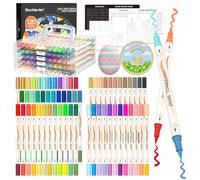 Shuttle Art 120 Colours Acrylic Paint Pens, 60 Pcs Dual Colours Acrylic Markers, Dual Tip Colouring Pens, Paint Markers for Rock Painting, Ceramic, Wood, Canvas, Glass, Stone, Fabric