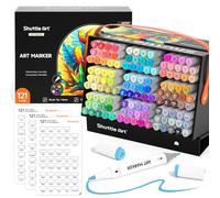 Shuttle Art 121 Colours Alcohol Markers,Brush&Fine Dual Tip Marker Pens Set