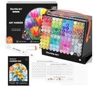 Shuttle Art 121 Colours Alcohol Markers, Professional Dual Tip Art Pens and Colourless Blender, Felt Tip Pens with Case for Artists Adult Illustration Colouring Sketching Drawing