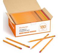 Shuttle Art #2 HB Pencils with Rubbers, 180 Pack Bulk, Sharpened for Kids & Teachers, School Writing Wooden Yellow Pencils Set for Children, Back to School Supplies