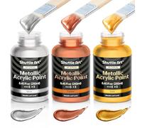 Shuttle Art 3 Colours Metallic Acrylic Paint-Gold, Silver, Copper