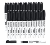 Shuttle Art 30 Pack Black Fine Tip Permanent Markers, Perfect on Plastic, Wood, Stone, Metal and Glass for Doodling, Colouring, Marking, School Supplies