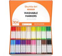 Shuttle Art 304 Pack Washable Felt Tip Colouring Pens for Kids, 16 Colours Broad Line Markers for Children, Chunky Felt Tip Pen School Pack, Classroom School Supplies