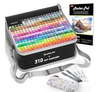 Shuttle Art 310 Colours Alcohol Markers, Dual Tip Markers and Colourless Blender Alcohol Marker, Micro-tip Pens, White Highlighter Pens, Marker Bag with Holders for Adults Artists