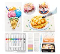 Shuttle Art 44 Pcs Magic 3D Foam Texture Painting Kit, Acrylic Paint Pens Set Including 28 Pcs Foam Texture Paper, 12 Colours Brush Tip Acrylic Paint Markers, Magic Painting Kit