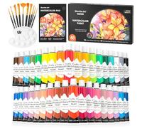 Shuttle Art 48 Pack Watercolour Paint Set, 36 Colours Watercolour Paint in Tubes (12ml Each) with 10 Brushes, 1 Watercolour Pad, 1 Palette, Premium Watercolour Kit for Artist, Beginners