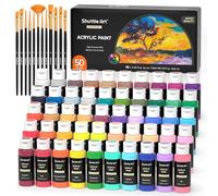 Shuttle Art 50 Colours Acrylic Paint Set, 2oz/60ml Bottles, Rich Pigmented, Water Proof, Premium Acrylic Paints for Artists, Beginners and Kids on Canvas Rocks Wood Ceramic Fabric