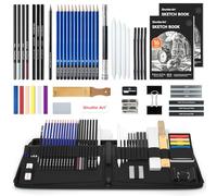 Shuttle Art 52 Pack Sketching Pencil Set, Drawing Set in Sturdy Zipper Case | with Charcoal Pencil and Sketch Pad, Professional Art Pencils Set for Artists, Adults