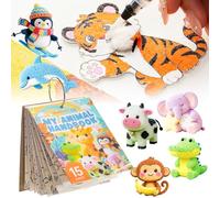 Shuttle Art 63 Pcs Magic Puffy Paint Kit, Animal Series Magic Foam Texture Painting Kit: 15 Animal Puffy Art Foam Pieces, Colouring Book with 15 Scenes, 12 Acrylic Paint Markers, Sponge Painting Set
