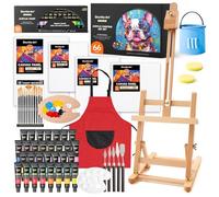 Shuttle Art 66 Pack Acrylic Paint Set, Painting Set with 30 Colours Acrylic Paints, Wooden Easel, Blank Canvas, Paint Brushes, Palette, Art Painting Pack for Kids Adults Beginner Artists