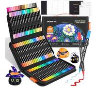 Shuttle Art 80 Colours Acrylic Paint Pens, Dual Tip Acrylic Markers | Fine & Brush Colouring Pens for Rock Painting, Ceramic, Wood, Fabric, Glass, Paint Pens Set for Adults on Christmas Easter