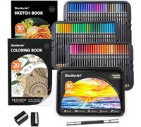 Shuttle Art 80 Colours Professional Colouring Pencils, Coloured Pencil Set | with Soft Core, 1 Colouring Book,1 Sketch Pad, 2 Sharpener, 1 Pencil Extender, Perfect for Artists Adult Beginners Drawing
