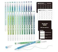 Shuttle Art Acrylic Gel Pens Set, 0.6mm 24 Pack Blue & Green Colours Glitter Gel Pens for Colouring, Coloured Pastel Scrapbook Journal Pen for Black Paper Adult Colouring Books Drawing Writing