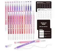 Shuttle Art Acrylic Gel Pens Set, 0.6mm 24 Pack Pink & Violet Colours Glitter Gel Pens for Colouring, Coloured Pastel Scrapbook Journal Pen for Black Paper Adult Colouring Books Drawing Writing