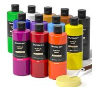 Shuttle Art Acrylic Paint Set, 12 Colours Acrylic Paint Bottle Set (473ml/16oz), Rich Pigmented Paints, Bulk Painting Supplies for Artists, Beginners Kids on Rocks Crafts Canvas Wood Ceramic