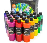 Shuttle Art Acrylic Paint Set, 24 Colours Acrylic Paints (250ml/8.45oz), Rich Pigmented, Bulk Painting Supplies for Artists, Beginners and Kids on Canvas, Wood, Ceramic