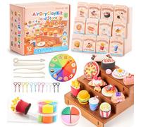 Shuttle Art Air Dry Clay for Kids, Pizza Theme, 12 Boxes Ultra Light Modelling Clay with 5 Carving Tools and 18 PCS Accessories, Non-Toxic, Fast-Drying, DIY Craft for Kids