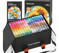 Shuttle Art Alcohol Markers, 171 Colours Professional Dual Tip Art Pens Plus 1 Colourless blender 1 Marker Pad, Felt Tip Pens with Case for Artists Adult Illustration Colouring Sketching Drawing