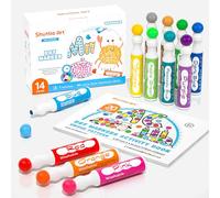 Shuttle Art Bingo Dabbers, 14 Colours Bingo Pens (40ml) with 10 Patterns Double Adhesive Paper, Washable Dot Markers for Kids Toddlers, Non-Toxic Water Based Markers for Children Preschool Learning