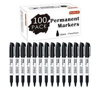 Shuttle Art Black Permanent Markers, 100 Pack Fine Point Permanent Markers | Quick-Drying, Works on Plastic, Wood, Stone, Metal and Glass for Doodling, Sketching, Marking, School & Office Supplies