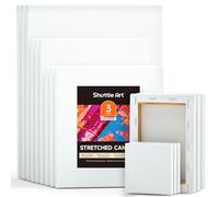 Shuttle Art Canvas for Painting, 15 Multi Pack Canvas, 4x4, 5 x 7, 8 x 10, 9x12, 11 x 14 Inches (3 of Each), 100% Cotton, White Blank Canvas for Painting, Painting Canvases for Acrylic, Oil