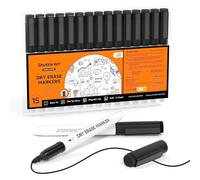Shuttle Art Dry Erase Markers, 15 Pack Black Magnetic Whiteboard Markers with Erase,Fine Point Dry Erase Markers Perfect For Writing on Whiteboards, Dry-Erase Boards,Mirrors for School Office