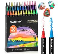 Shuttle Art Dual Tip Acrylic Paint Pens, 36 Colours Dot & Fine Tip Paint Marker Pens, Paint Pens for Rock Painting, Ceramic, Wood, Fabric, Glass, Art Marker Pen Set for Kids Adults on Christmas Easter