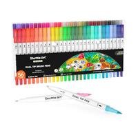 Shuttle Art Dual Tip Brush Pens, 56 Colours Brush Tip Drawing Markers with 0.4mm Fineliner Markers Pens Set for Adult Colouring Books Art Supplies