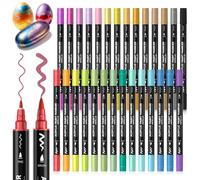 Shuttle Art Dual Tip Metallic Acrylic Paint Pens, 28 Colours Paint Pens