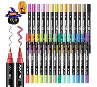 Shuttle Art Dual Tip Metallic Acrylic Paint Pens, 28 Colours Paint Pens | Fine & Brush Paint Marker Pen for Rock Painting, Ceramic, Wood, Fabric, Art Marker Pen Set for Adults on Christmas Easter