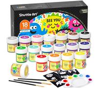Shuttle Art Fabric Paint Permanent for Clothes, 18 Colours Fabric Paints Set (20ml/Bottles) with Brushes, Palette, Stencils, Non-Toxic Waterproof Textile Paints for T-Shirt, Shoes, Bag, Jeans