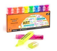 Shuttle Art Highlighters, 8 Assorted Colors Highlighter Pens, Chisel Tip Dry-Quickly Non-Toxic Highlighter Markers for Adults Kids Highlighting in the Home School Office