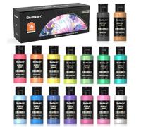 Shuttle Art Iridescent Acrylic Paint Set, 16 Chameleon Colours 60ml/2oz | Colour Change Acrylic Paints in Bottles, Non-Toxic for Artists, Beginners on Rocks, Crafts, Canvas, Wood, Ceramic