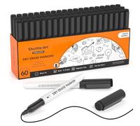 Shuttle Art Magnetic Whiteboard Pens, 60 Pack Fine Tip Black Dry Wipe Pens