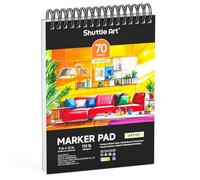 Shuttle Art Marker Pad, 12”x9” Portable Sketchbook, 70 Sheets Marker Drawing Paper, 110LB/180GSM Smooth Surface Bleedproof Art Paper, Spiral-Bound, Great for Artists to Draw, Paint & Sketch