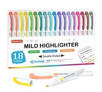 Shuttle Art Pastel Highlighters, 18 Colours Dual Tip Highlighters, Highlighter Markers Assorted Colours, Perfect for Colouring, Underlining, Highlighting, Journaling in School Office Home