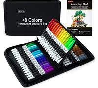 Shuttle Art Permanent Markers with Travel Case, 48 Colours Fine Point