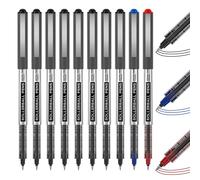 Shuttle Art Rollerball Pens, 10 Pack (8 Black, 1 Blue, 1 Red) 0.5mm Liquid Ink Pens, Quick Drying & Long Lasting Extra Fine Point Pens for Writing, Journaling, Notes Taking School Office Supplies