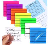 SHUTTLE ART Sticky Notes Transparent Ruled Sticky Notes for School and Office Supplies, Waterproof, Easy to Publishe, Bright Colors (Yellow Ruled Sticky Notes) 50 Sheets
