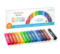 Shuttle Art Tempera Paint Sticks - 15 Solid Colours - Quick Drying - Works Great on Paper, Wood, Glass, Ceramic, Canvas