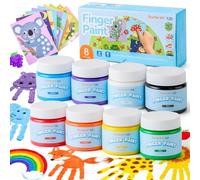 Shuttle Art Washable Finger Paints Set, 8 Colours (100ml) Kids Paint Set