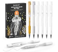Shuttle Art White Gold Silver Gel Pens, 6 Pack 0.7mm, 1.0mm Metallic Gel Ink Pens Fine Point for Black Paper Highlighting Card Making Scrapbooking Coloring Writing Drawing School Office Home