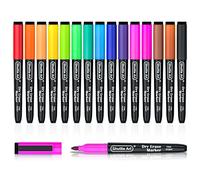 Shuttle Art Whiteboard Markers, 15 Colours Magnetic Whiteboard Pens with Eraser, Fine Point Dry Wipe Markers for Writing On Whiteboards, Weekly Planner, Marker Pens for Office